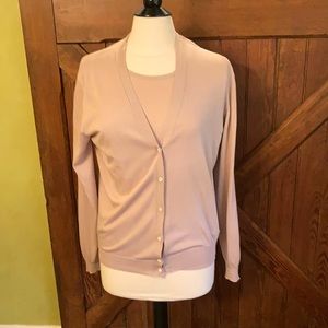 Salvatore Ferragamo silk light lavender pink twin set . T shirt & Cardigan XL L